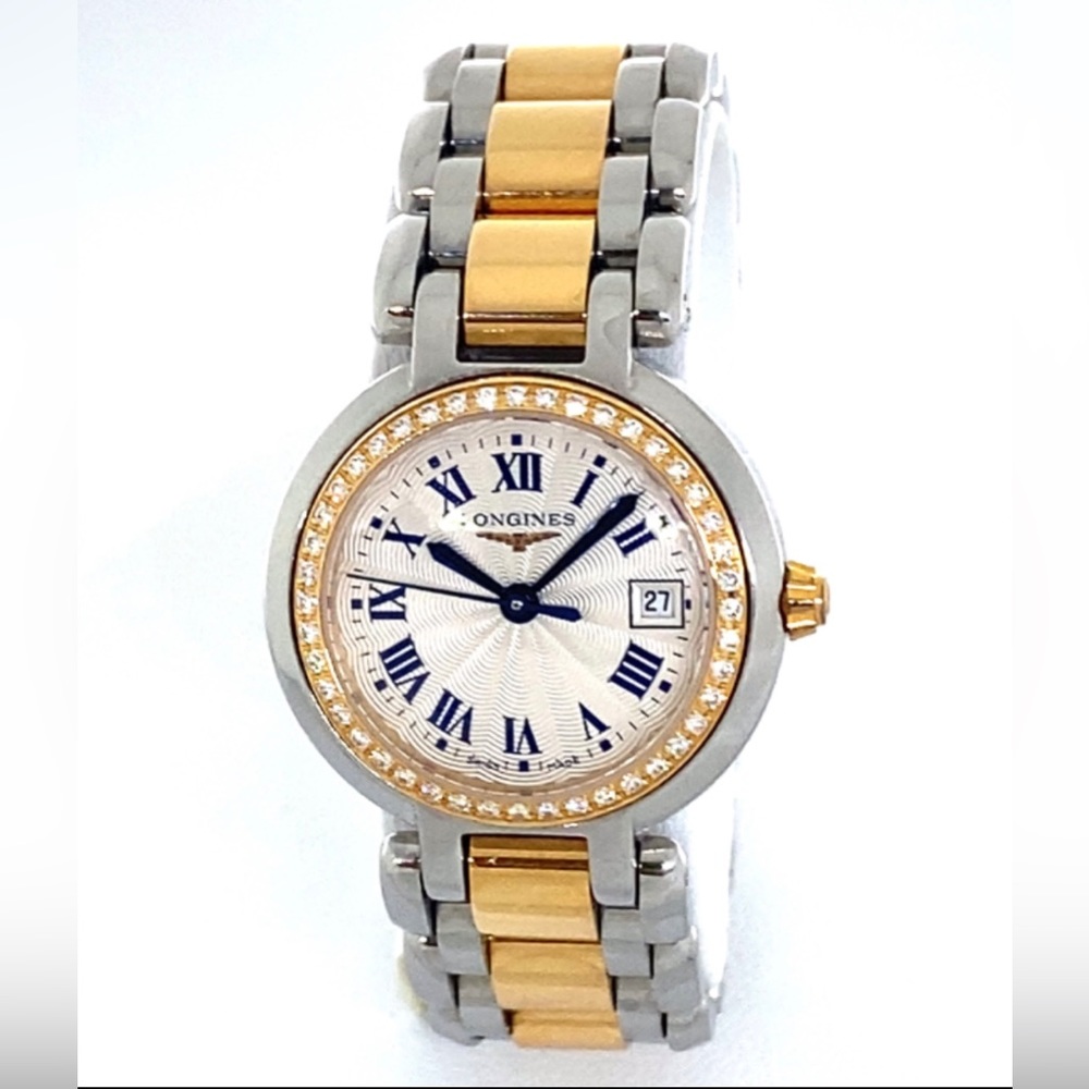 Longines PrimaLuna 18k Gold Steel DIamond Cream Dial Ladies Watch - Picture 2 of 16